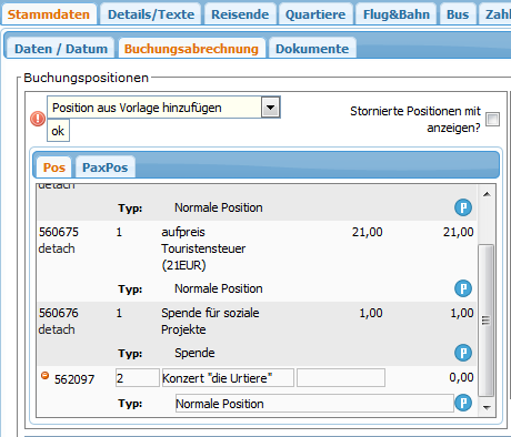 Buchungsposition