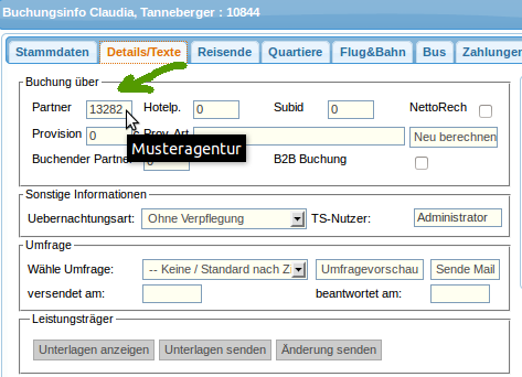 Buchung Partner