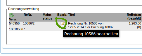 Schritt zwei, Buchungsposition löschen