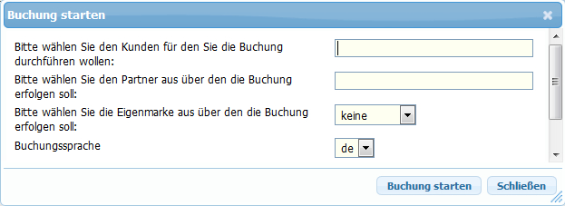 Buchung starten