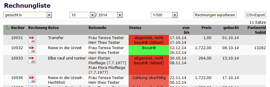 Rechnungsliste