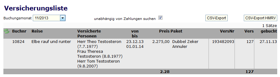 Versicherungsliste