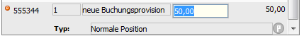neue Buchungsposition
