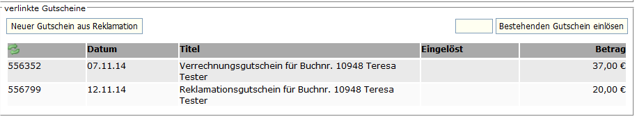 verlinkte Gutscheine