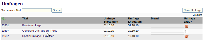 Umfrageliste