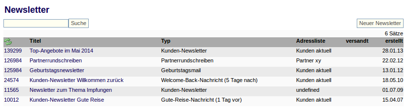 Newsletterliste