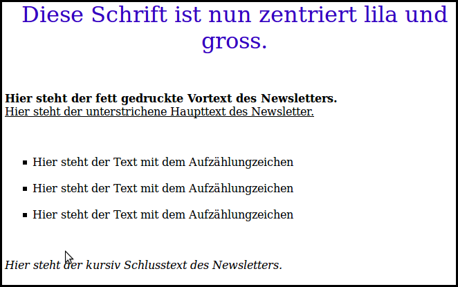 Formatierung Text