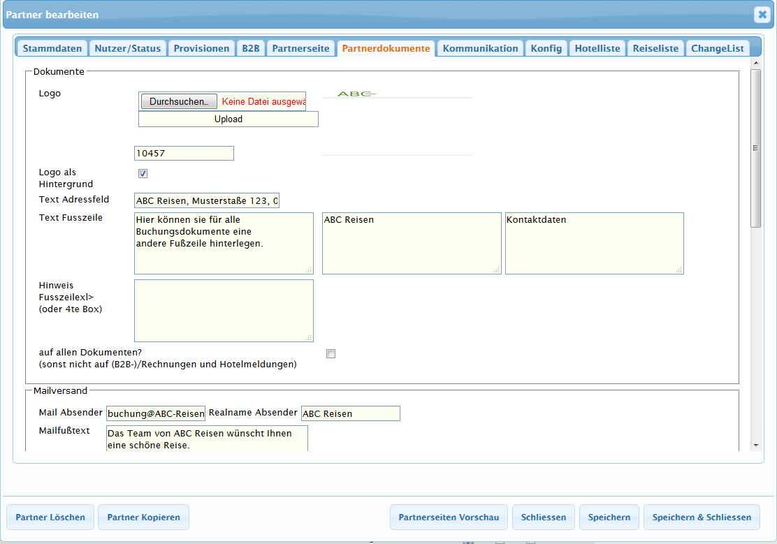 Partnerdokumente bearbeiten