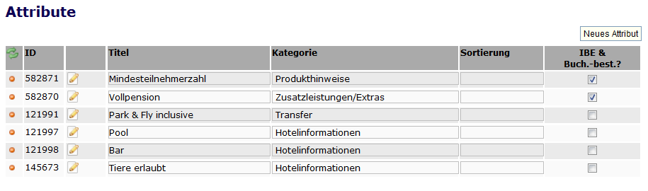 Attributenliste