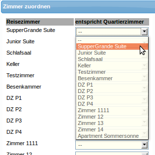 Zimmerzuordnung