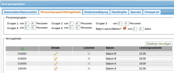 Personengruppen/Vertragsdetails